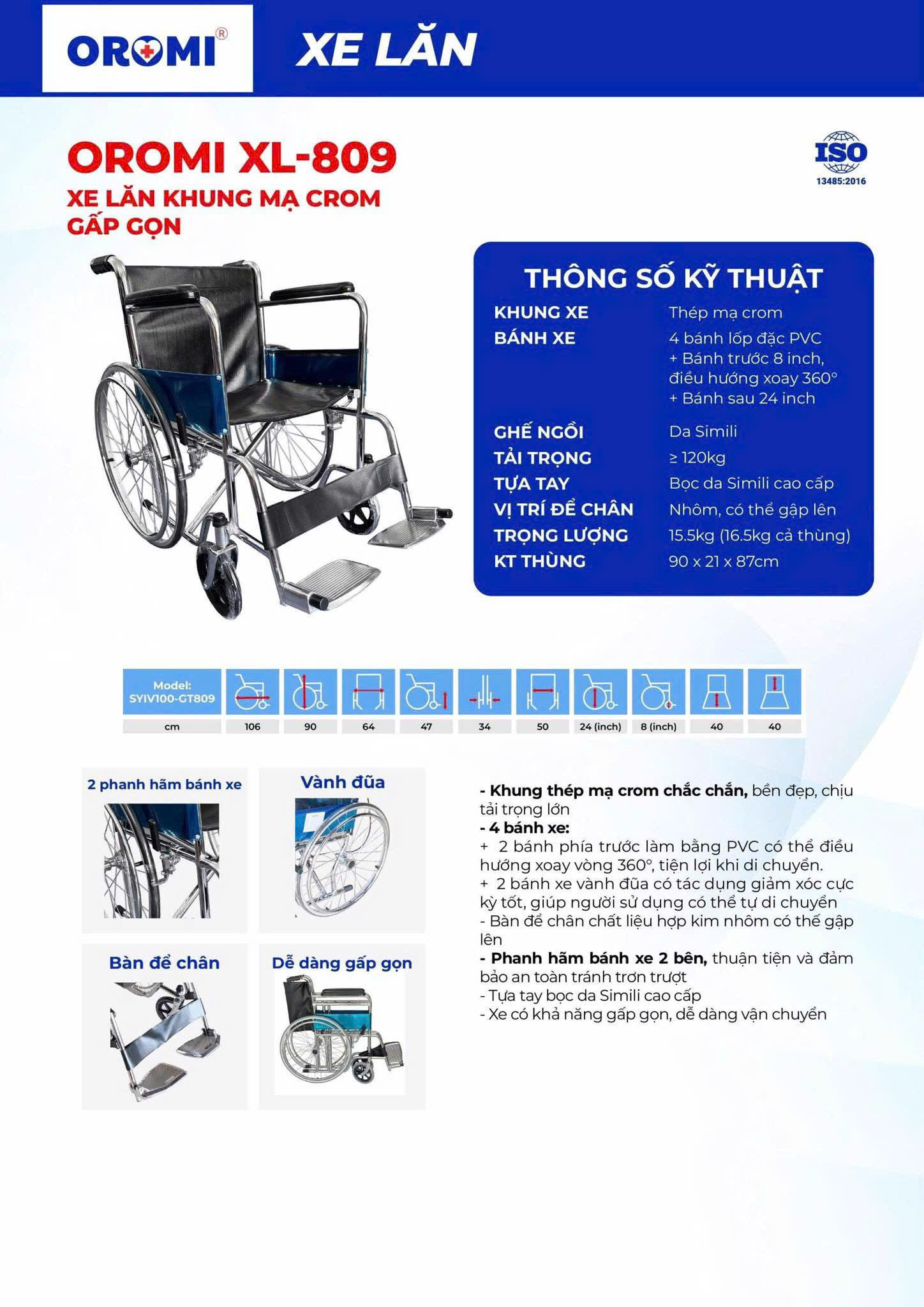 Xe lăn thường OROMI XL-809